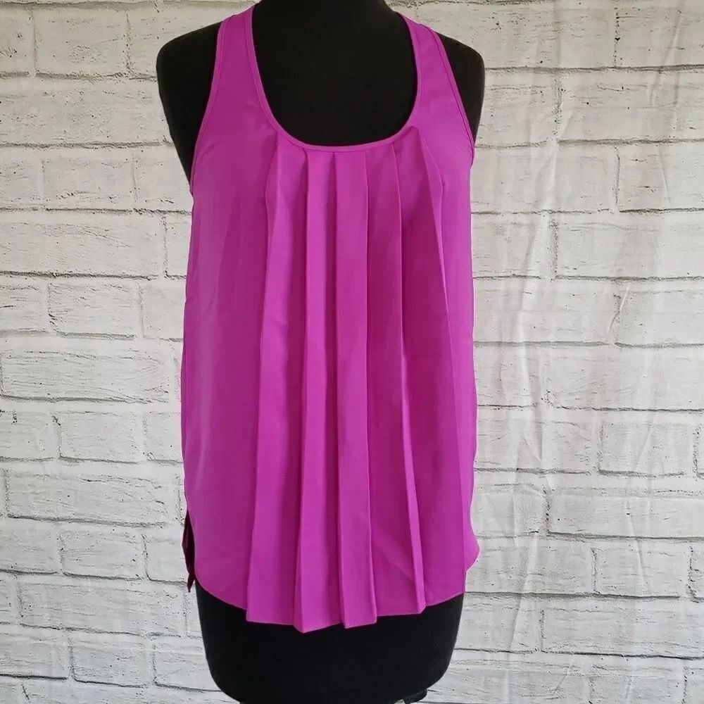 Rachel Roy purple pleated front tank top